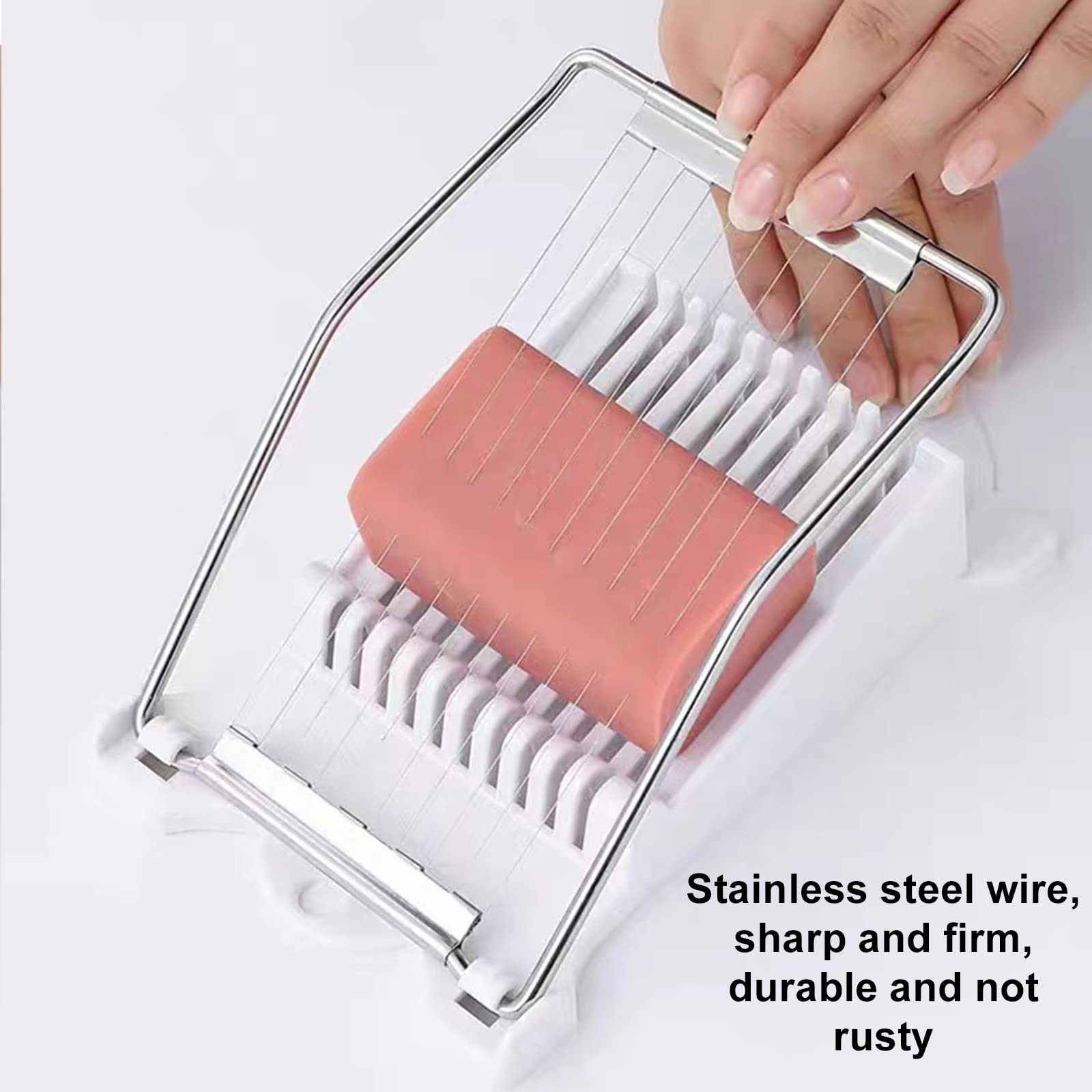 Egg slicer Luncheon Meat Slicer,Egg slicer for hard boiled eggs FENGCHEN Spam slicer With 10 Singing Cutting Wires in Stainless Steel