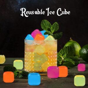 Tngan Reusable Ice Cube, 65 Pack Reusable Ice Cubes for Drinks, Washable Non-Melting Plastic Ice Cubes BPA Free, Refreezable Ice Cubes for Whiskey, Cocktails, Wine, Coffee (Multicolor)