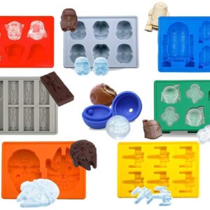 INKU Star wars silicone mold set Star wars ice and chocolate cubes: Stormtrooper, Darth Vader, X-Wing Fighter, Millennium Falcon, R2-D2, Han Solo, Boba Fett, Death Star