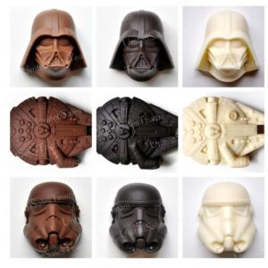 INKU Star wars silicone mold set Star wars ice and chocolate cubes: Stormtrooper, Darth Vader, X-Wing Fighter, Millennium Falcon, R2-D2, Han Solo, Boba Fett, Death Star