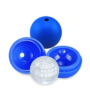 death star ice cube mold 2 pack silicone star wars ice molds sphere big ice ball maker for whiskey, bourbon and cola (2)