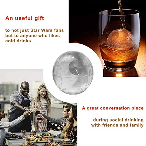 Death Star Ice Cube Mold 2 Pack Silicone Star Wars Ice Molds Sphere Big Ice Ball Maker for Whiskey, Bourbon and Cola (2)