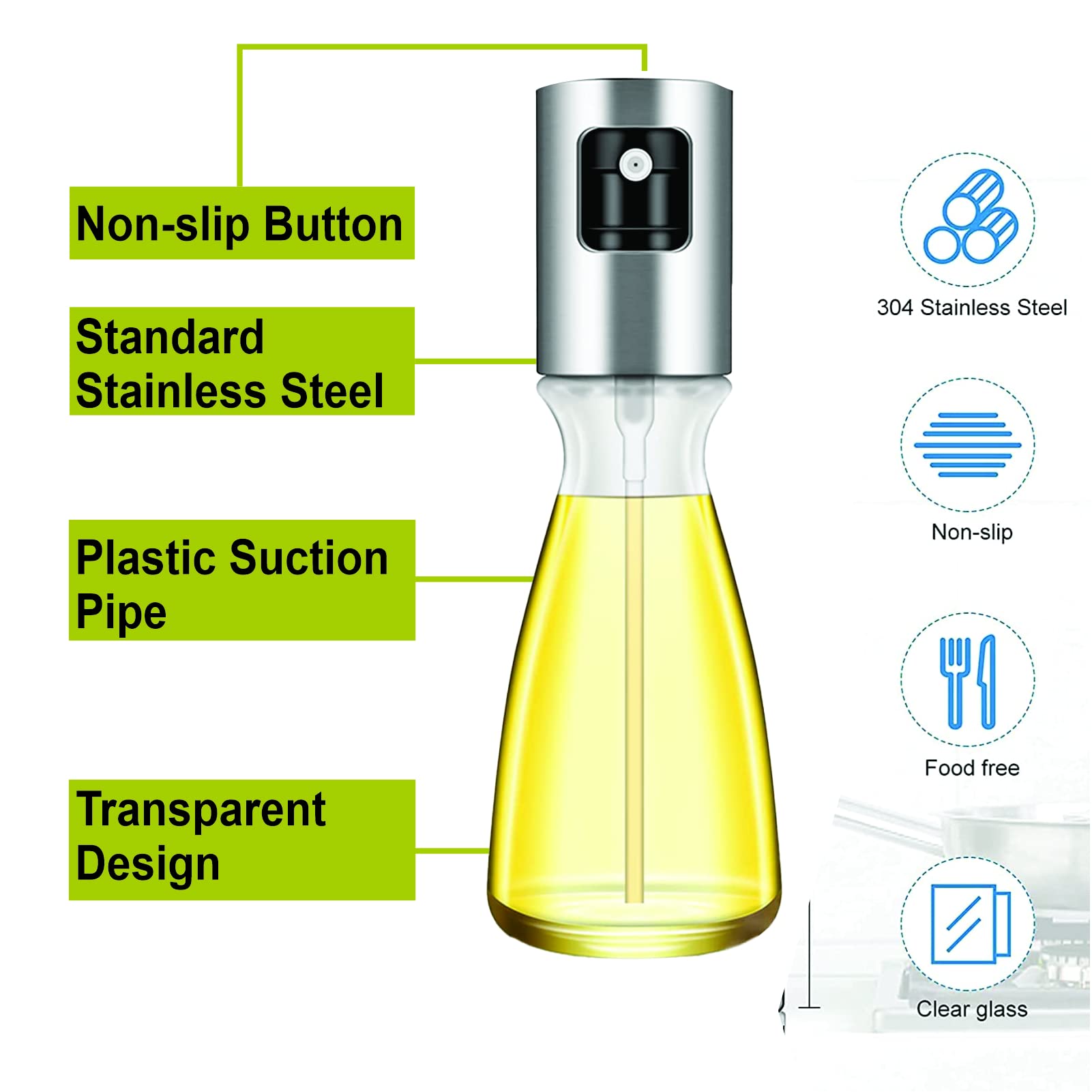 Oil Sprayer for Cooking, Olive Air Fryers, Sprayer, Spray For Salads, Barbecues, Kitchen Baking