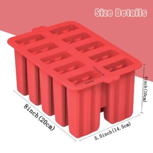 Silicone Popsicles Molds, Homemade ICE Popsice Molds Food Grade BPA-Free with Popsicles Maker Sticks Popsicles Bags A Funnel, Popcycle Maker (Red-10 Cavity)