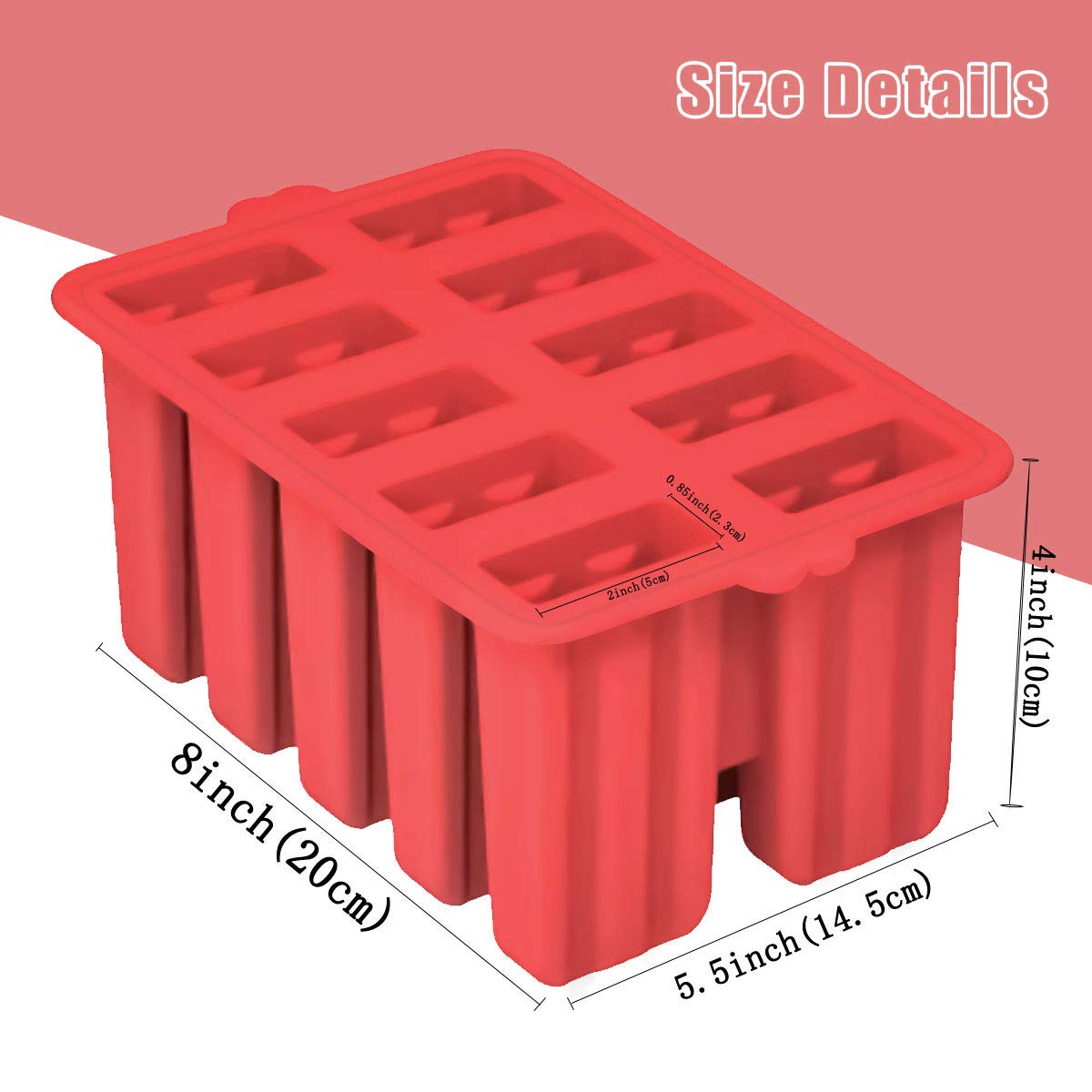 Silicone Popsicles Molds, Homemade ICE Popsice Molds Food Grade BPA-Free with Popsicles Maker Sticks Popsicles Bags A Funnel, Popcycle Maker (Red-10 Cavity)