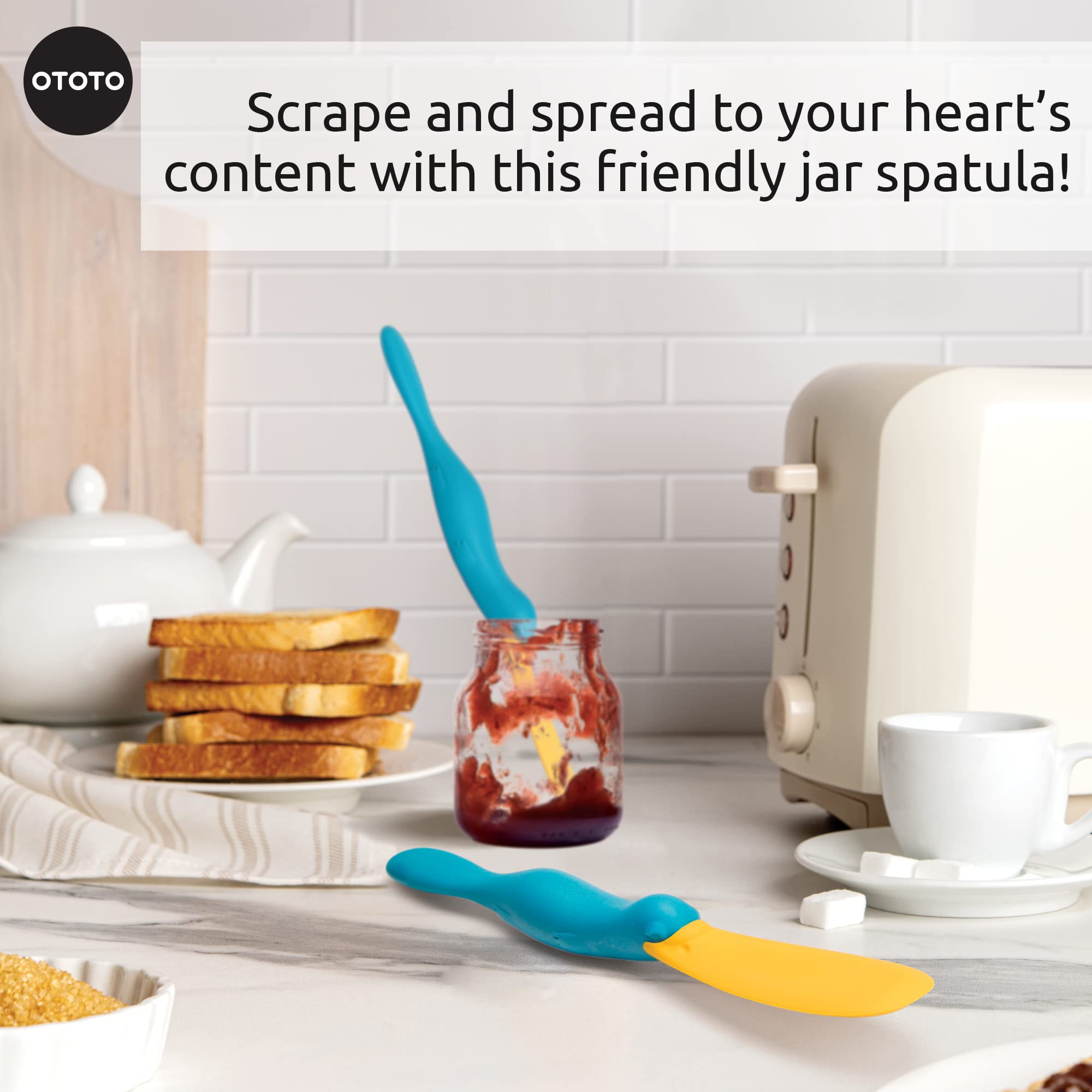 OTOTO Splatypus Jar Spatula for Scooping and Scraping - Unique Fun Cooking Kitchen Gadgets for Foodies - BPA-free & 100% Food Safe - Crepe Spreader