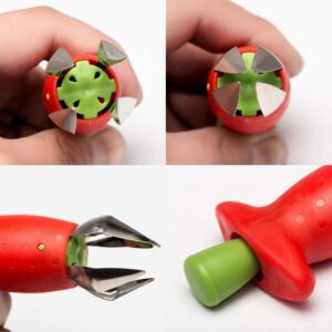 Strawberry Huller Fruit Slicer Set, Berry Stem Leaves Huller Gem Remover Removal Fruit Peeling Tool Kitchen Gadgets Corer Easy for Remove Strawberry Tomatoes and Stem Tool (2PCS)