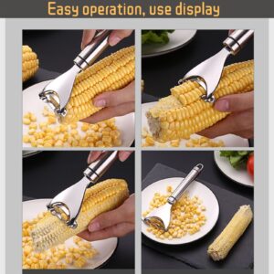 2PCS Magic Corn Cutter Peeler, Corn Stripper Cob Stripper Tool,Premium Stainless Steel Corn Thresher Cob Remover tool with Ergonomic Handle