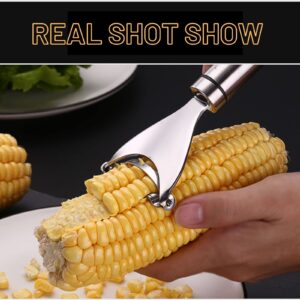 2PCS Magic Corn Cutter Peeler, Corn Stripper Cob Stripper Tool,Premium Stainless Steel Corn Thresher Cob Remover tool with Ergonomic Handle