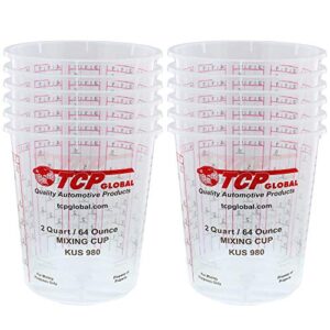 Custom Shop - Pack of 12-64 Ounce Graduated Paint Mixing Cups (2 Quarts) - Cups Have Calibrated Mixing Ratios on Side of Cup - Cups Hold 80-Fluid Ounces