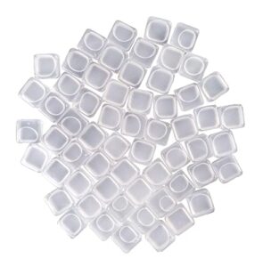60 pcs reuable ice cubes white clear plastic ice cube to keep our drinks such as lemon wine water cool longer pretty for party wedding filled with pure water