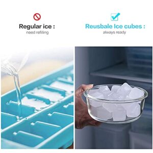 60 Pcs Reuable Ice Cubes White Clear Plastic Ice Cube to Keep Our drinks such as Lemon Wine Water Cool Longer Pretty for Party Wedding Filled With Pure Water