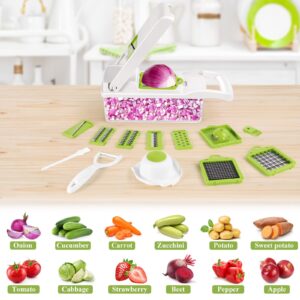 VRJISZTA 13 in 1 Kitchen Vegetable Chopper Slicer Dicer, Food Chopper/Cutter, veggie Chopper with 8 Blades, Storage Container for Egg Onion Tomato Potato Carrot Salad