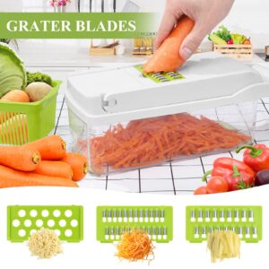 VRJISZTA 13 in 1 Kitchen Vegetable Chopper Slicer Dicer, Food Chopper/Cutter, veggie Chopper with 8 Blades, Storage Container for Egg Onion Tomato Potato Carrot Salad