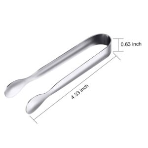 12 Pieces Sugar Tongs Ice Tongs Stainless Steel Mini Serving Tongs Appetizers Tongs Small Kitchen Tongs for Tea Party Coffee Bar Kitchen (Silver, 4.3 Inch)