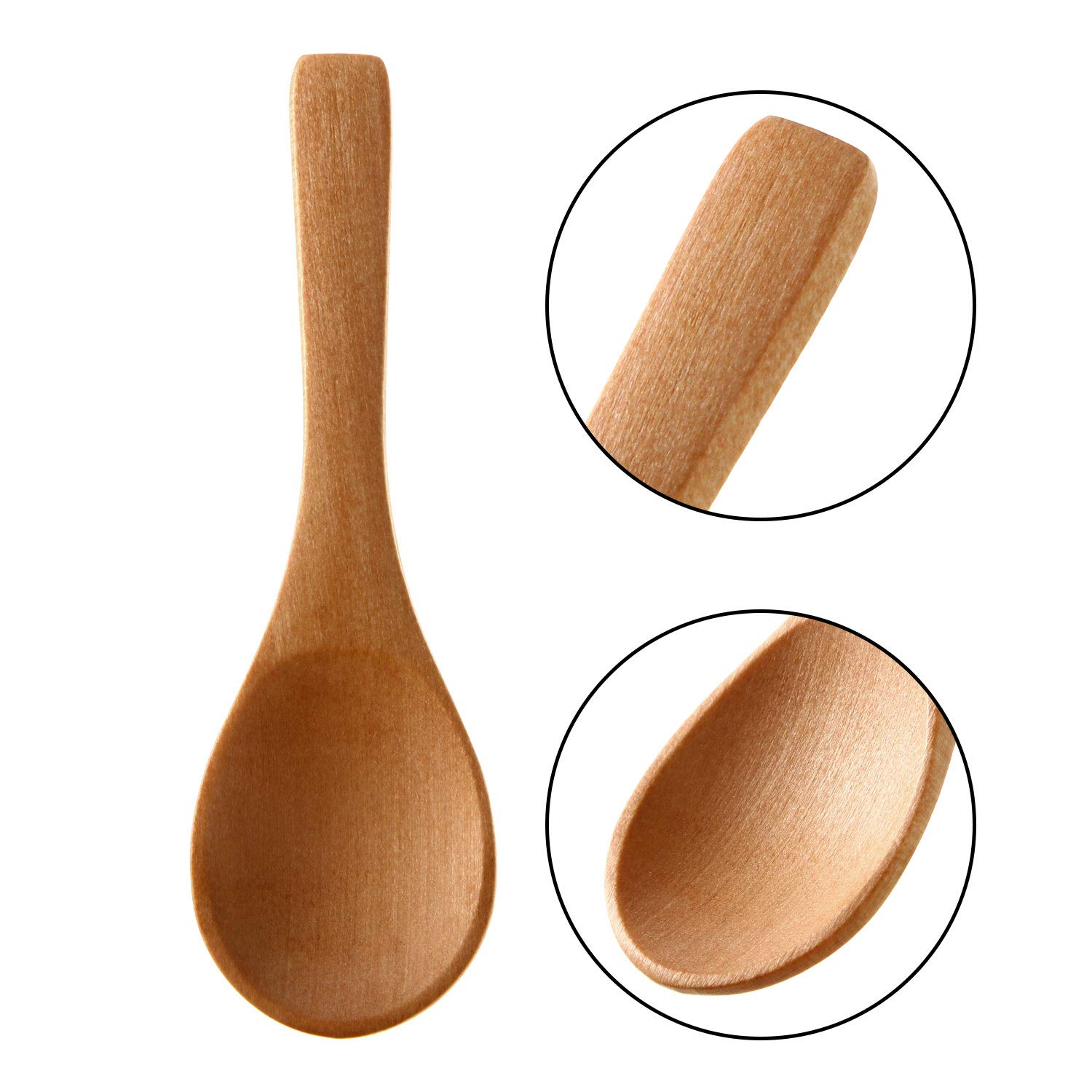Boao 50 Pieces Small Wooden Spoons, 3.5'' L, Mini Nature Spoons Wood Honey Teaspoon Cooking Condiments Spoons for Kitchen Seasoning Jar Coffee Tea Sugar