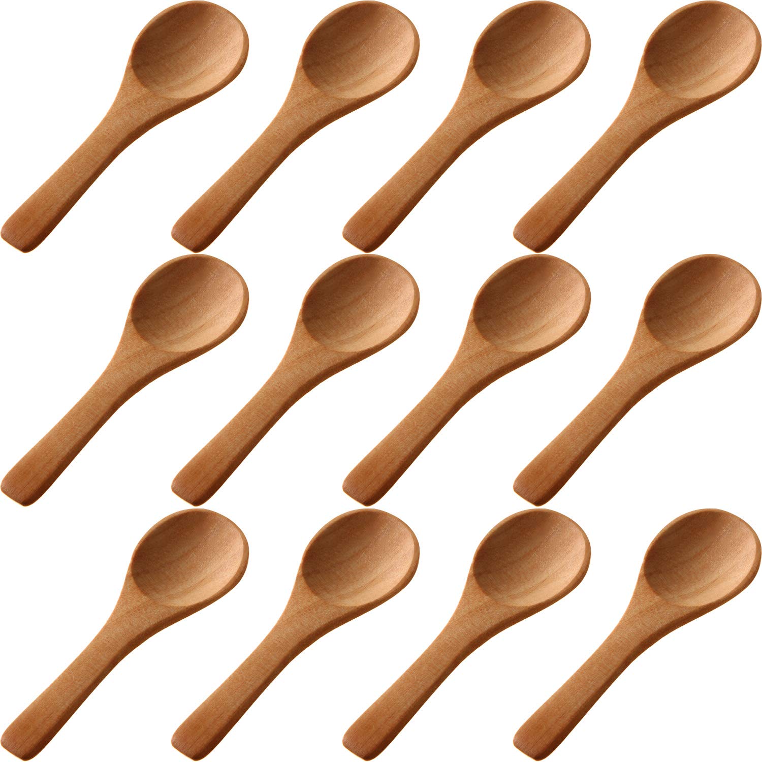 Boao 50 Pieces Small Wooden Spoons, 3.5'' L, Mini Nature Spoons Wood Honey Teaspoon Cooking Condiments Spoons for Kitchen Seasoning Jar Coffee Tea Sugar