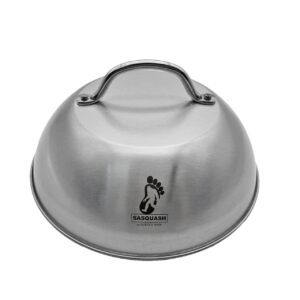 the sasquash - heavy duty 9" wide smashed burger melting cheese dome - commercial grade stainless steel basting and steaming cover
