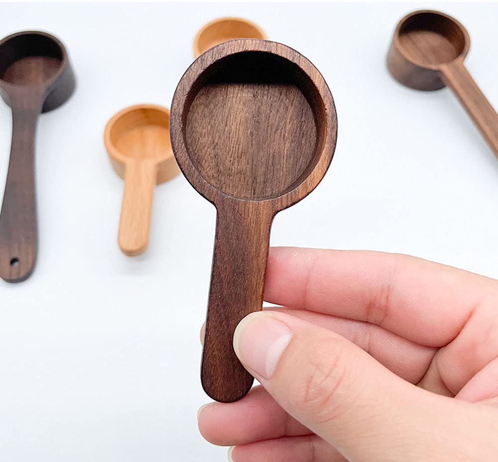 Coffee Spoons, Wooden Tablespoon Scoop, Wooden Coffee Ground Spoon, Measuring for Ground Beans or tea, Soup Cooking Mixing Stirrer Kitchen Tools Utensils, 1 Wooden Tea Scoop(3.86 inches)