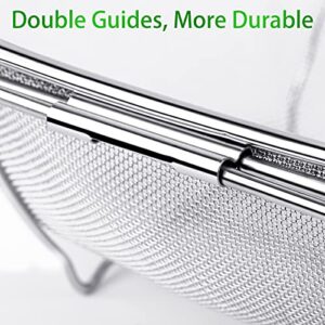 6-Quart Large Over The Sink Colander, 18/8 Stainless Steel Fine Mesh Strainer Basket with Expandable Rubber Grip Handles - Strain, Drain, Rinse Fruits, Vegetables