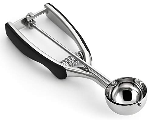 Spring Chef - Cookie Scoop with Trigger Release, Multifunctional Scoop for Melon, Protein Balls, and Meatballs, Stainless Steel Medium Cookie Scoop for 1.7 Tablespoon Cookie Dough, Size #40, Black