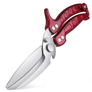 dragon riot heavy duty poultry shears - a must have kitchen shears for chicken and meat cutting - dishwasher safe and stainless food kitchen scissors for thanksgiving(burgundy)