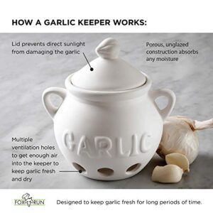 Fox Run Container Garlic Storage and Baking, 5.25" Keeper, White