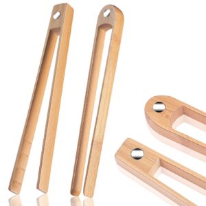 2 pieces 8.7 inch wooden toaster tongs with magnet magnetic bamboo toaster tongs wood toast tongs natural bamboo kitchen utensil accessories for cooking bagel cake muffin bread