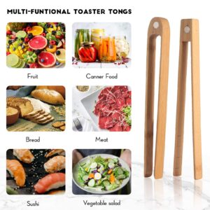 2 Pieces 8.7 Inch Wooden Toaster Tongs With Magnet Magnetic Bamboo Toaster Tongs Wood Toast Tongs Natural Bamboo Kitchen Utensil Accessories for Cooking Bagel Cake Muffin Bread