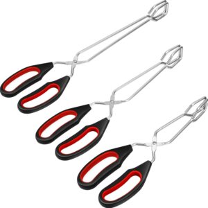 3 pack cooking scissor tongs kitchen baking bread food tong barbecue grilling tongs for flipping food tool, 9/11/ 12 inch