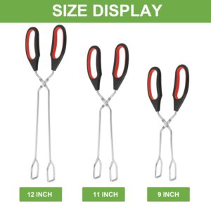 3 Pack Cooking Scissor Tongs Kitchen Baking Bread Food Tong Barbecue Grilling Tongs for Flipping Food Tool, 9/11/ 12 Inch