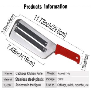 YukaBa Cabbage Kitchen Knife Slicer Chopper Shredder Sauerkraut Cutter Coleslaw Grater (Red-A)