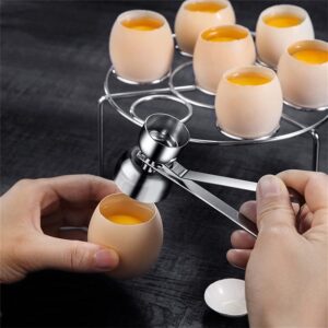 NuoYa 1 Pcs double head two-in-one stainless steel  opener Metal Egg Scissors 304 Stainless Steel Topper Shell Cutter Opener Boiled Raw Egg Open Creative Kitchen Tool eggshell opener