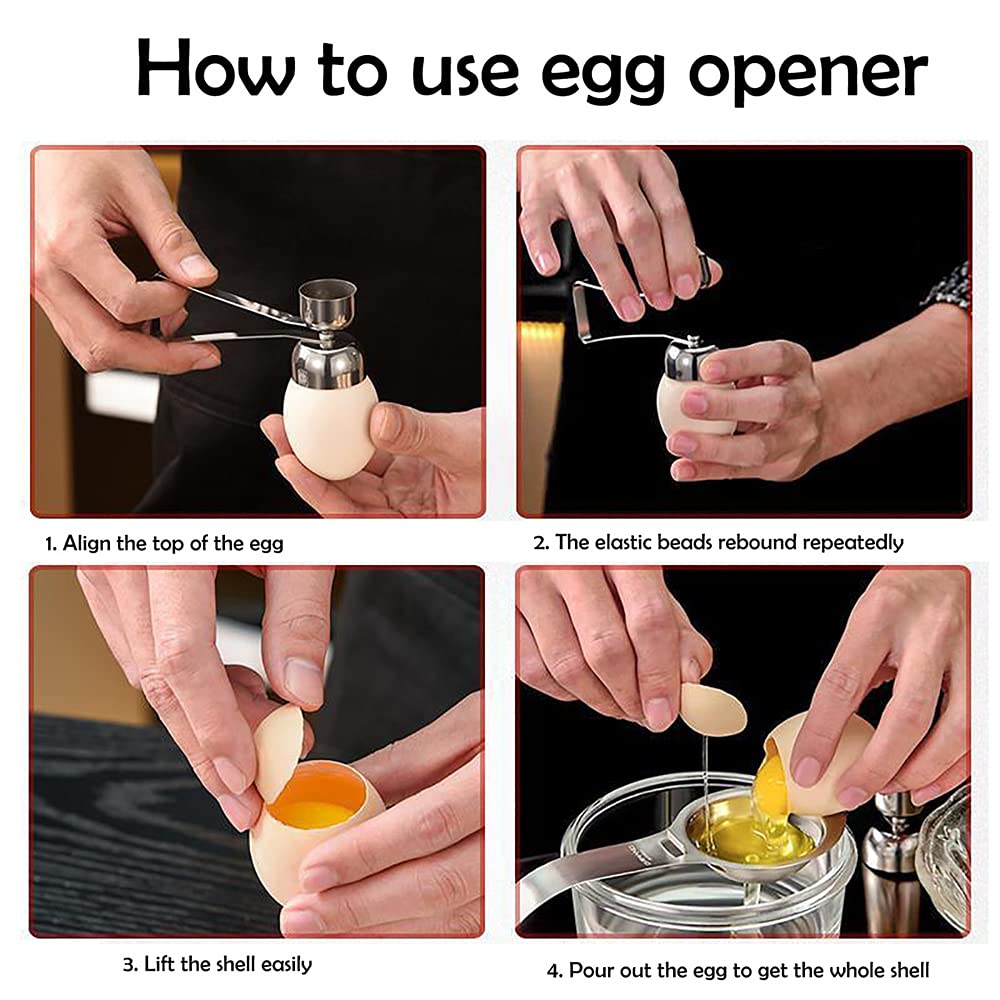 NuoYa 1 Pcs double head two-in-one stainless steel  opener Metal Egg Scissors 304 Stainless Steel Topper Shell Cutter Opener Boiled Raw Egg Open Creative Kitchen Tool eggshell opener