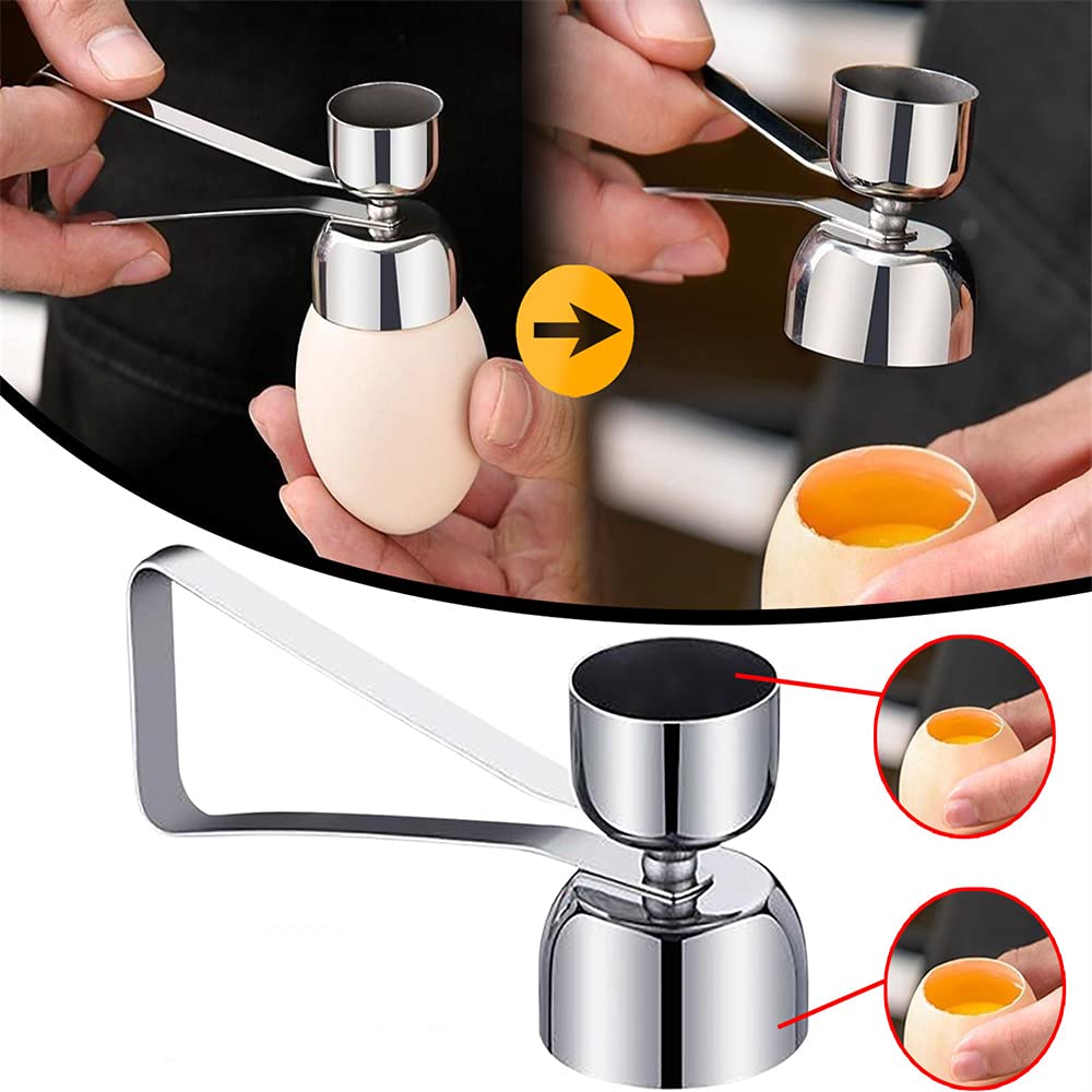 NuoYa 1 Pcs double head two-in-one stainless steel  opener Metal Egg Scissors 304 Stainless Steel Topper Shell Cutter Opener Boiled Raw Egg Open Creative Kitchen Tool eggshell opener