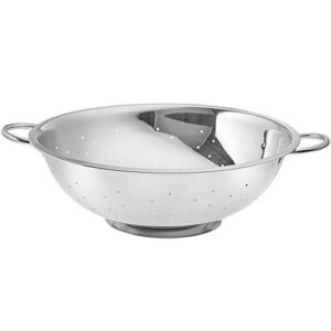 13-quart stainless steel colander - professional strainer with heavy duty handles and self-draining stable base, polished mirror finish