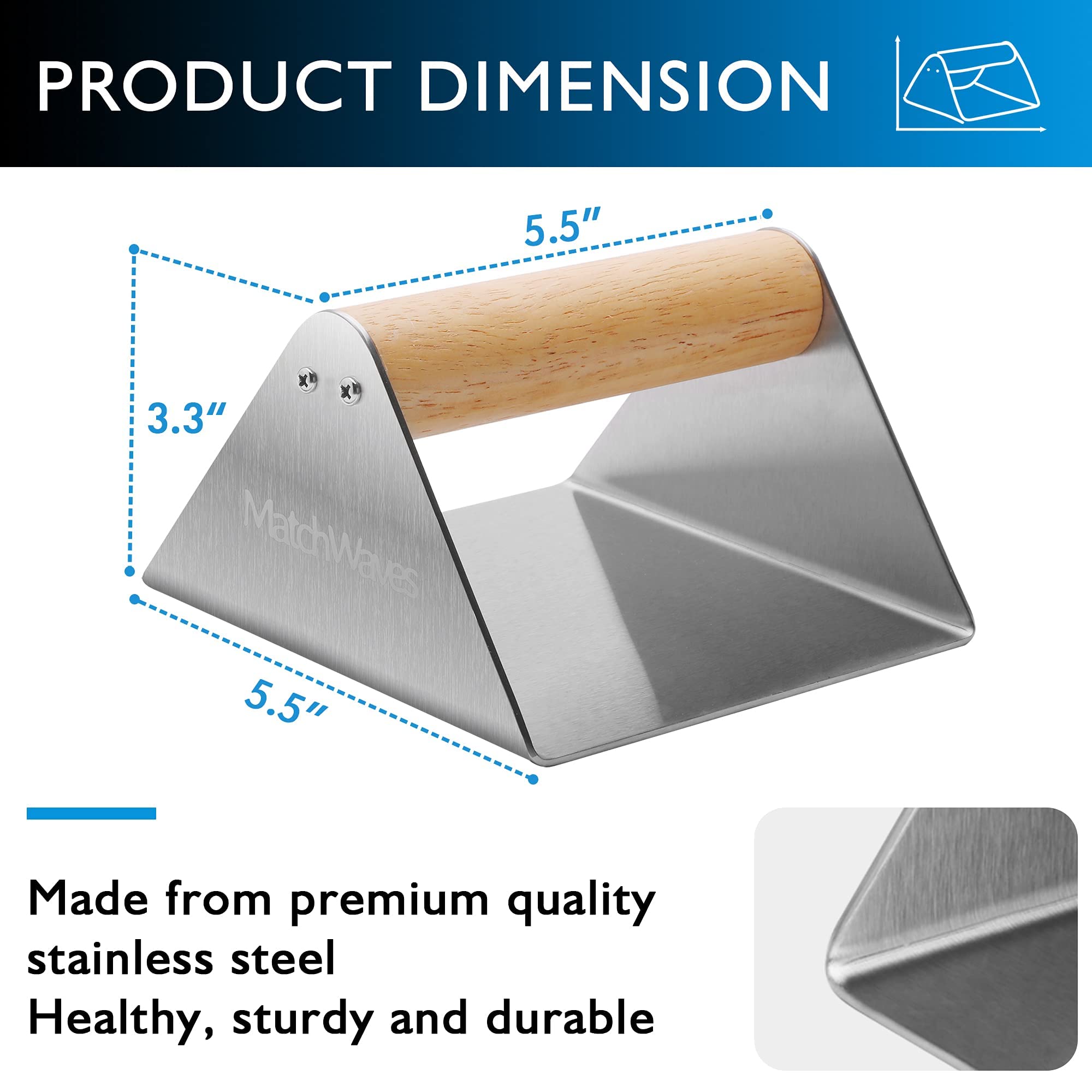 Matchwaves Blackstone Grease Cup Liners for 28 and 36 inch Blackstone Griddle, Bundle with Stainless Steel Burger Smasher for Griddle (20 Grease Catcher Liners and 1 Burger Press)