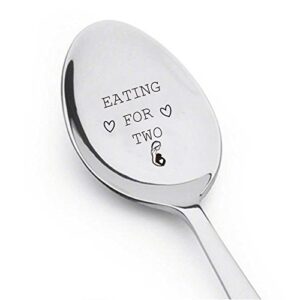 boston creative company eating for two with little heart- cute spoon - engraved spoon - pregnancy announcement for family - engraved unique gift ideas - spoon gift