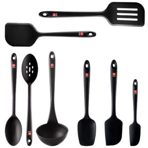 di oro 8-piece silicone kitchen utensil set - 600°f heat-resistant nonstick flexible seamless silicone turner spatulas, spoons, & ladle - nonstick cookware safe tools for baking & cooking - bpa free