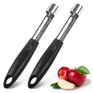 2pcs apple cupcake corer, fruit vegetable core remover, profession healthy stainless steel apple remover household kitchen tool for fuji, pears, bell peppers - black