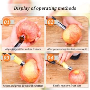 2PCS Apple Cupcake Corer, Fruit Vegetable Core Remover, Profession Healthy Stainless Steel Apple Remover Household Kitchen Tool for Fuji, Pears, Bell Peppers - Black