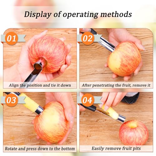 2PCS Apple Cupcake Corer, Fruit Vegetable Core Remover, Profession Healthy Stainless Steel Apple Remover Household Kitchen Tool for Fuji, Pears, Bell Peppers - Black