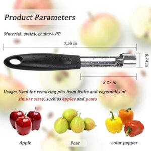 2PCS Apple Cupcake Corer, Fruit Vegetable Core Remover, Profession Healthy Stainless Steel Apple Remover Household Kitchen Tool for Fuji, Pears, Bell Peppers - Black