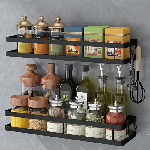 Yuthsona Spice Rack Organizer, Wall Mount Spice Rack Organizer for Spice Jars and Seasonings Organizer - Hanging Kitchen Spice Pantry Organization Storage Shelf for Cabinet, Cupboard or Pantry Door