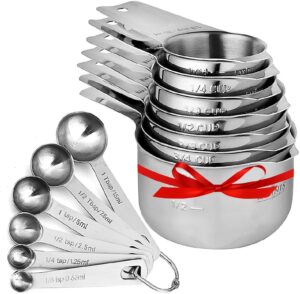 measuring cups and spoons set - premium 13-piece stainless steel, 7 cups & 6 spoons, stackable, ideal for accurate liquid and dry ingredient measurement. by laxinis world