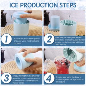 Mini Ice Maker Cup, Cylinder Silicone Ice Cube Molds, Small Ice Maker Cube Trays, Decompress Ice Lattice Ice Cube Tray for freezer, 60 Ice Cubes, Easy-Release (Blue-Green)