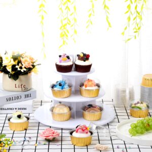 200 Pack Aluminum Foil Cupcake Baking Cups 5oz Cupcake Liners Dessert Cups with Lids Disposable Cupcake Cups Mini Cake Containers Flan Molds Tin Mini Muffin Liners for Wedding Birthday (Gold)