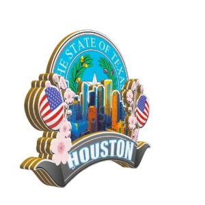 Houston Texas USA Magnet Fridge Magnet Wooden 3D Landmarks Travel Collectible Souvenirs Decoration Handmade -1953