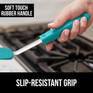 Gorilla Grip Silicone Spatula and Meat Tenderizer, Flexible Silicone Spatula Size 11.6 Inch, BPA Free Heat Resistant, Spiked Side Meat Tenderizer, Both In Turquoise Color, 2 Item Bundle