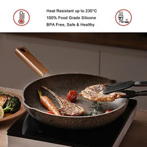 4 Pack Silicone Kitchen Cooking Tongs Set, Stainless Steel Nonstick Food Tong with BPA Free Silicone Tips for Serving Pasta Spaghetti Steak Pie Pizza Salad Vegetable Fruit Grilling BBQ Buffet 9" & 12"